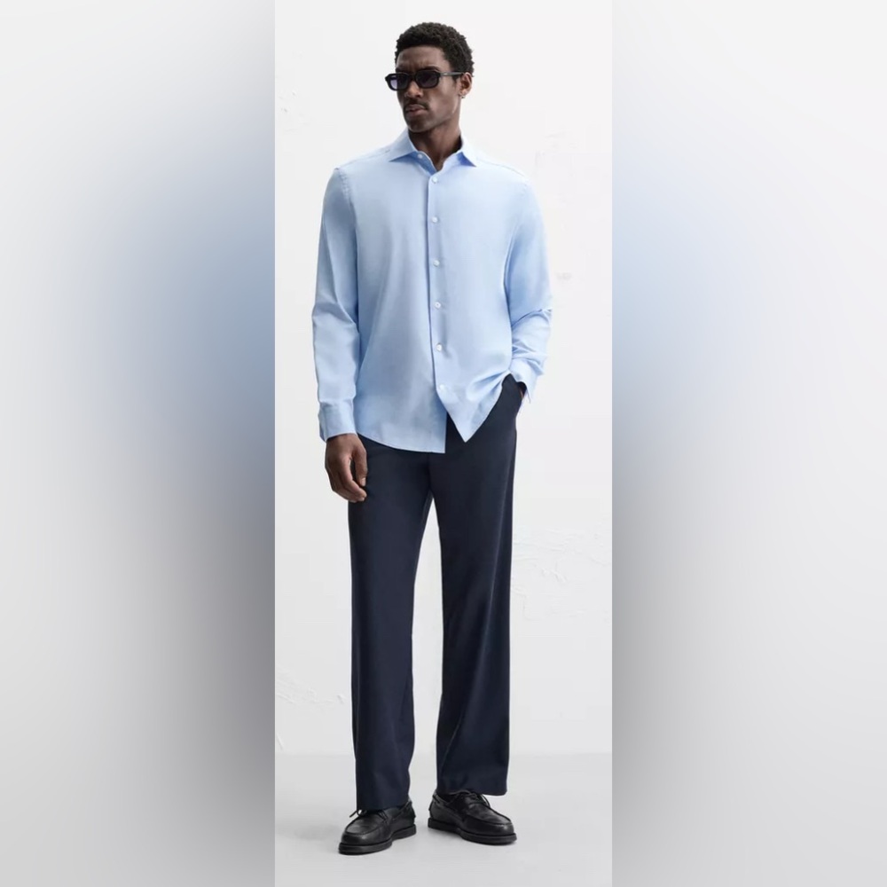 Zara Sky Blue Men's Dress Shirt - Picture 5 of 10